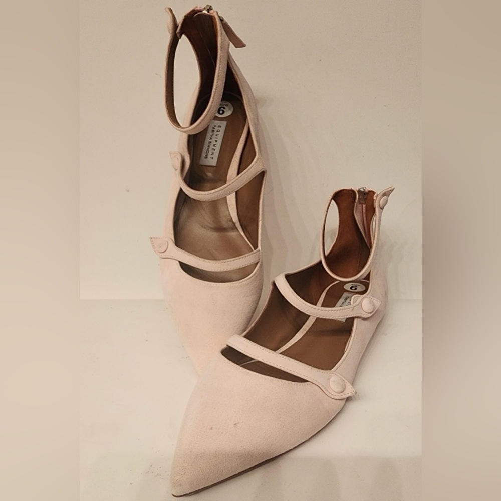 Tabitha Simmons Equipment Lynette Suede Point Toe Flats Women’s Baby Pink Size 6 - Picture 2 of 16